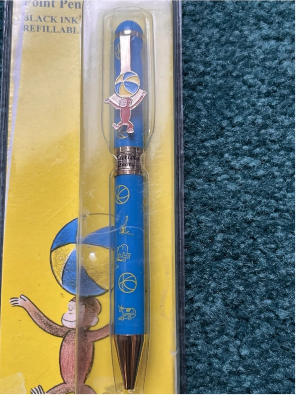 Vintage Curious George Enamel Ball Point Pen Stylus Black Ink Refillable New NIP